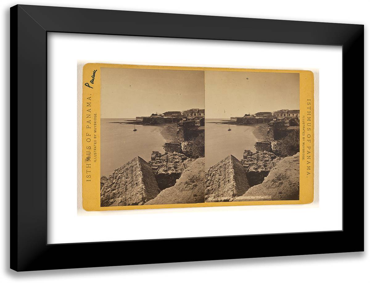 Panama. a Walk Around the Walls. 24x18 Black Modern Wood Framed Art Print Poster by Muybridge, Eadweard