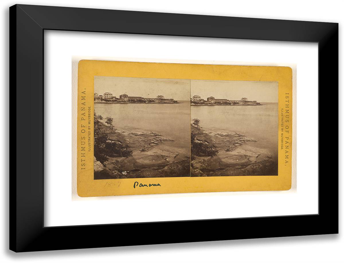 Panama. a Walk Around the Walls. III 24x18 Black Modern Wood Framed Art Print Poster by Muybridge, Eadweard