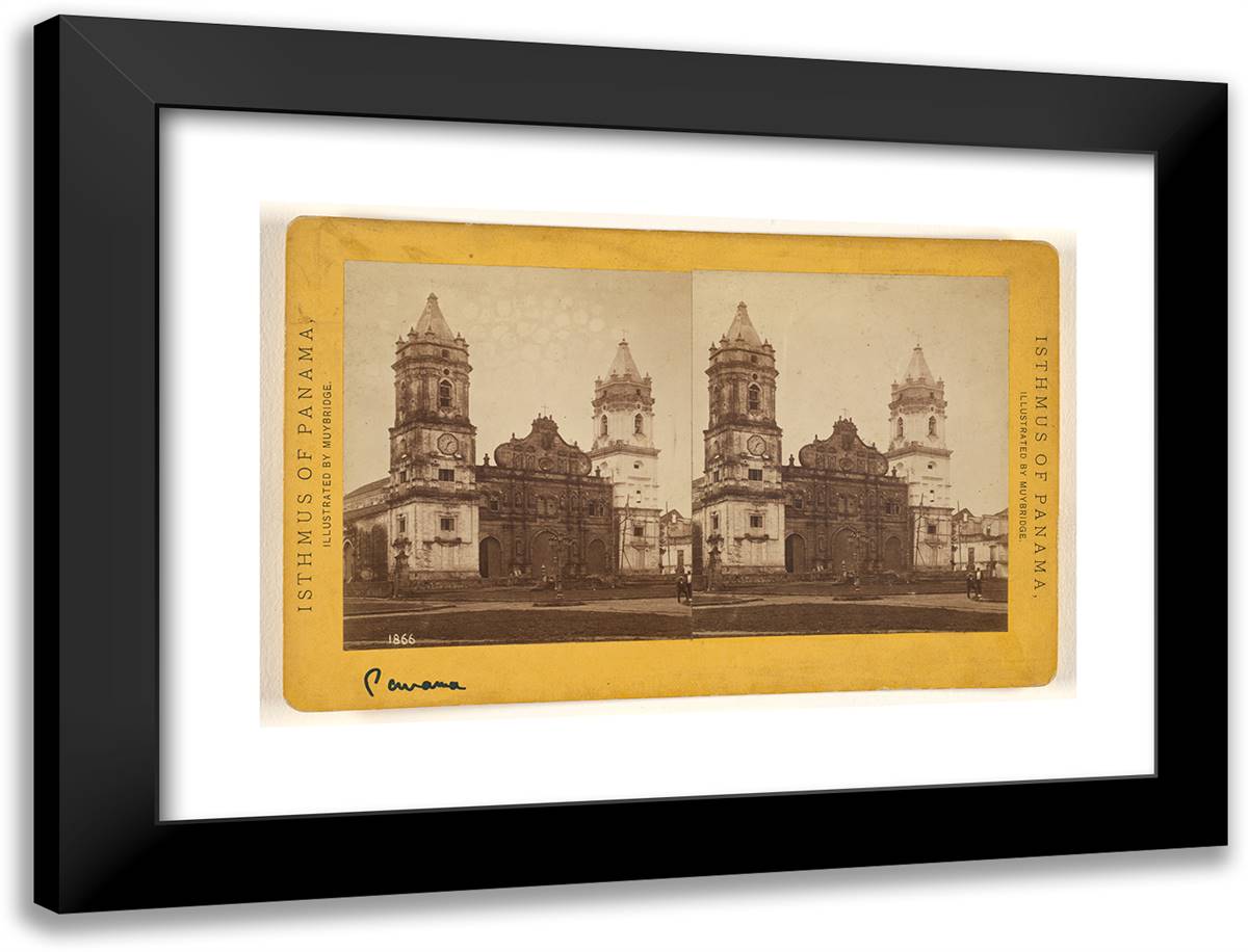 Panama. Cathedral. 24x18 Black Modern Wood Framed Art Print Poster by Muybridge, Eadweard