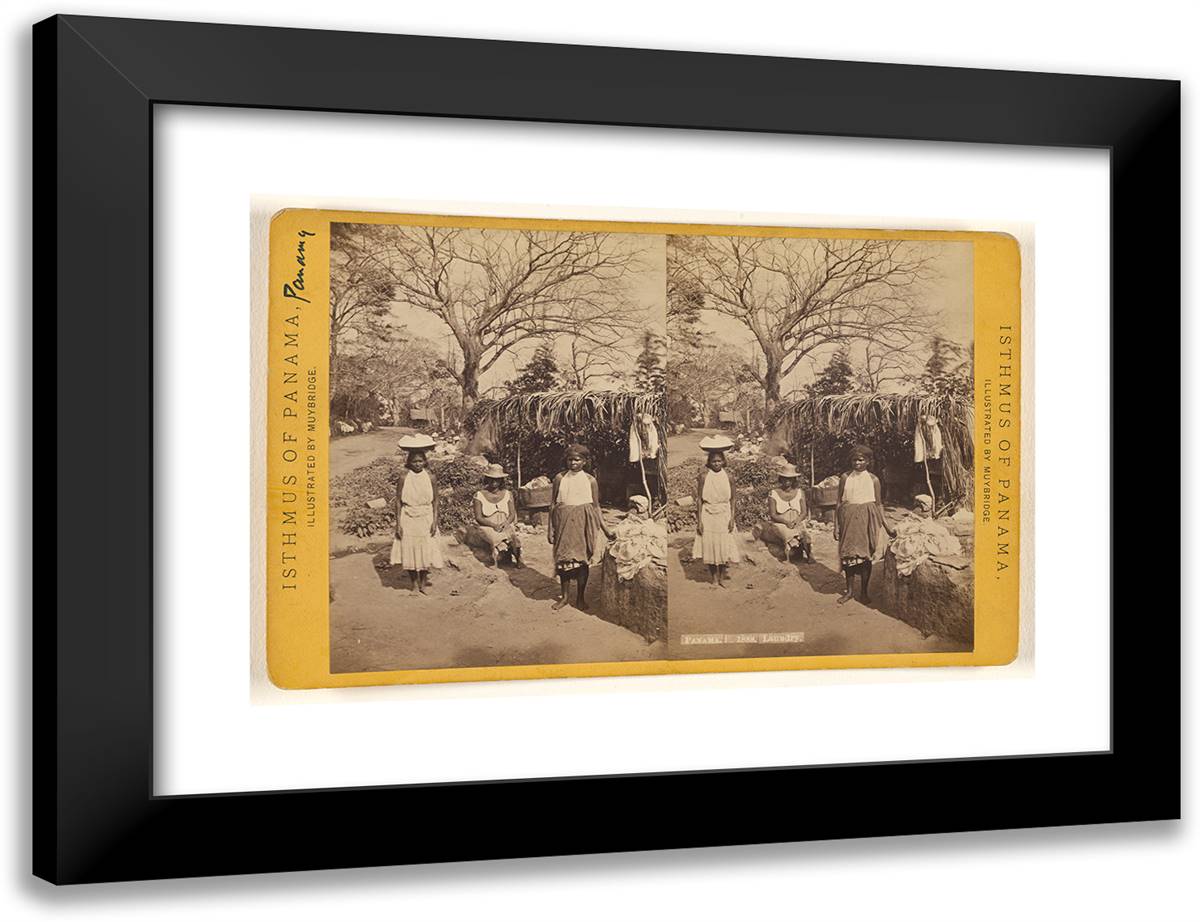 Panama. Laundry. I 24x18 Black Modern Wood Framed Art Print Poster by Muybridge, Eadweard