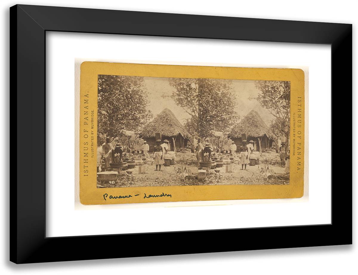 Panama. Laundry. II 24x18 Black Modern Wood Framed Art Print Poster by Muybridge, Eadweard