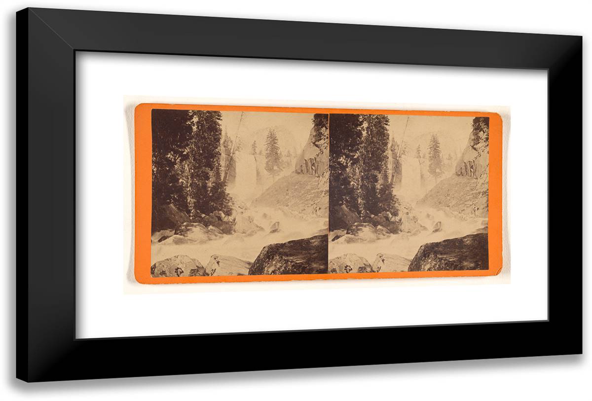 Pi-Wy-Ach Vernal Fall Cataract of Diamonds 350 Ft Fall 24x16 Black Modern Wood Framed Art Print Poster by Muybridge, Eadweard