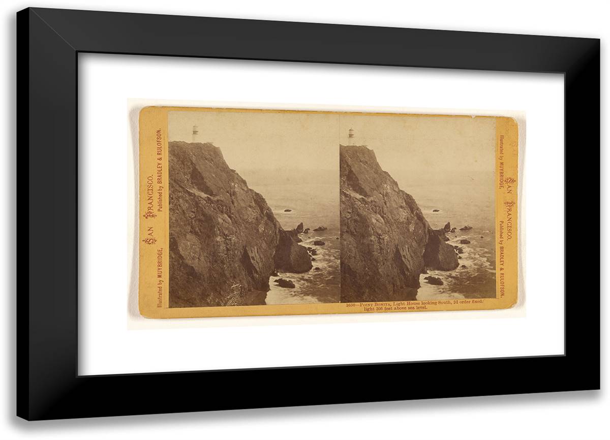 Point Bonita Lighthouse 24x17 Black Modern Wood Framed Art Print Poster by Muybridge, Eadweard