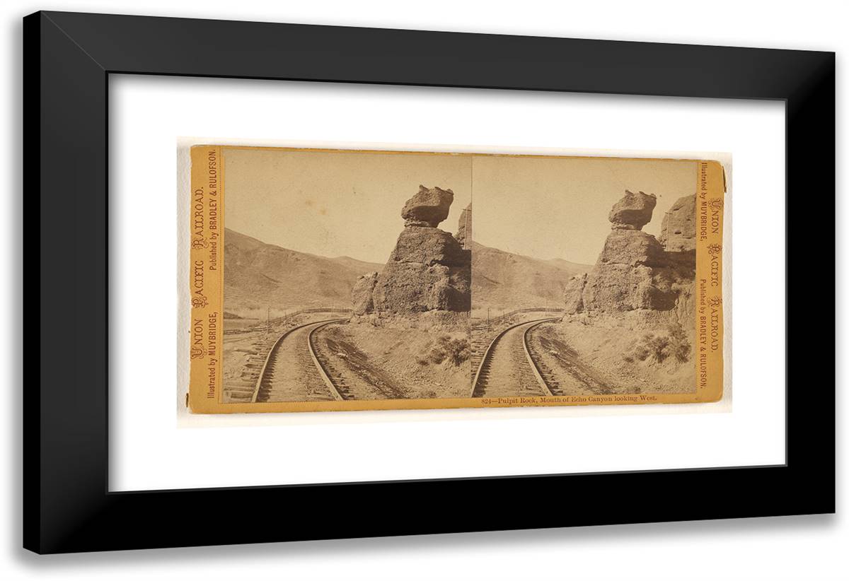 Pulpit Rock, Mouth of Echo Canyon Looking West. 24x16 Black Modern Wood Framed Art Print Poster by Muybridge, Eadweard