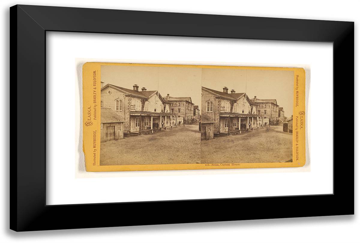 Sitka, Custom House. 24x16 Black Modern Wood Framed Art Print Poster by Muybridge, Eadweard