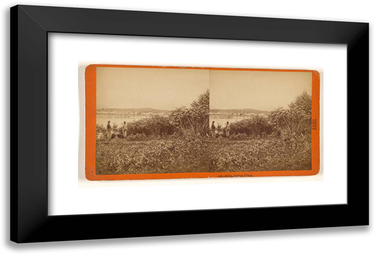 Sitka, Indian VIlage (Sic). 24x16 Black Modern Wood Framed Art Print Poster by Muybridge, Eadweard