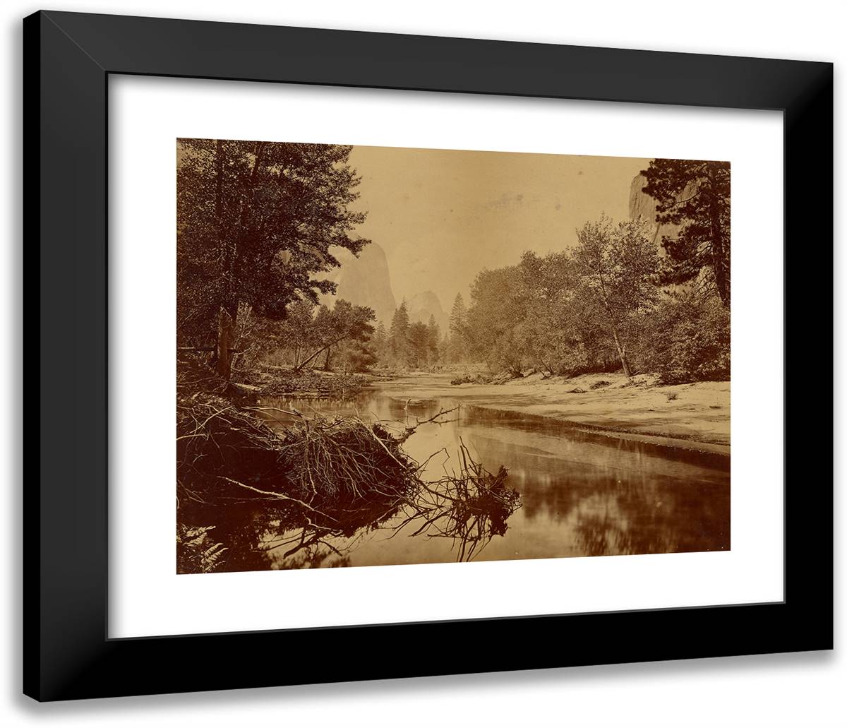 Sylvan Bar. - Valley of the Yosemite. 23x20 Black Modern Wood Framed Art Print Poster by Muybridge, Eadweard