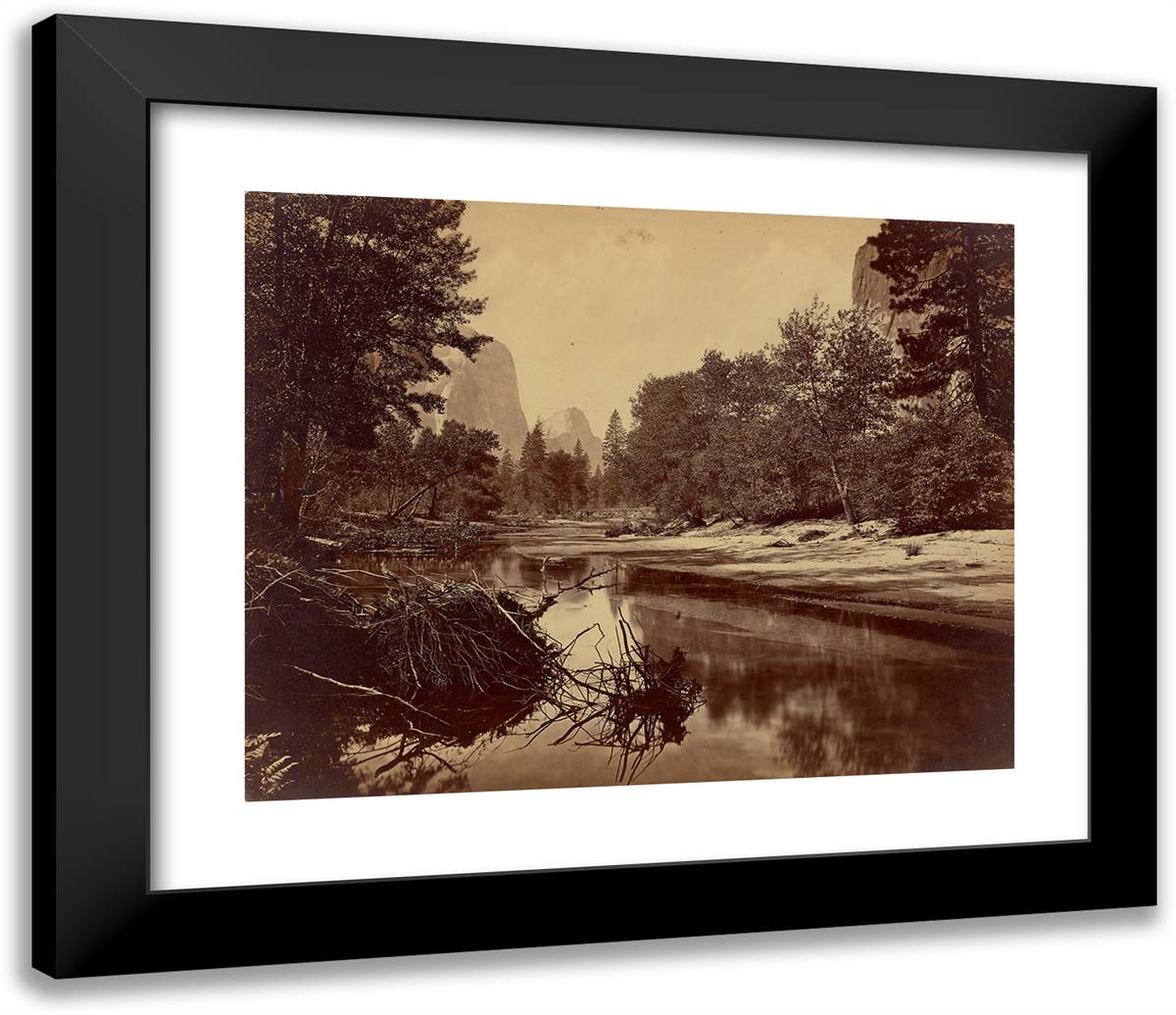 Sylvan Bar. the Valley of the Yosemite. 23x20 Black Modern Wood Framed Art Print Poster by Muybridge, Eadweard
