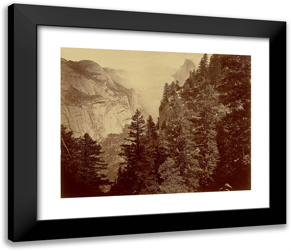 Tenaya Canyon. Valley of the Yosemite (No. 35) 23x20 Black Modern Wood Framed Art Print Poster by Muybridge, Eadweard