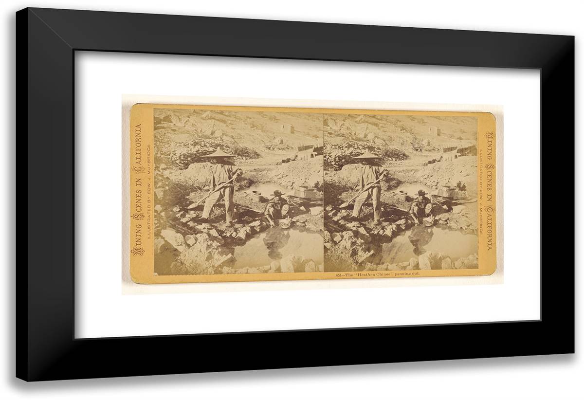 The ´Heathen Chinee´ Panning Out. 24x16 Black Modern Wood Framed Art Print Poster by Muybridge, Eadweard