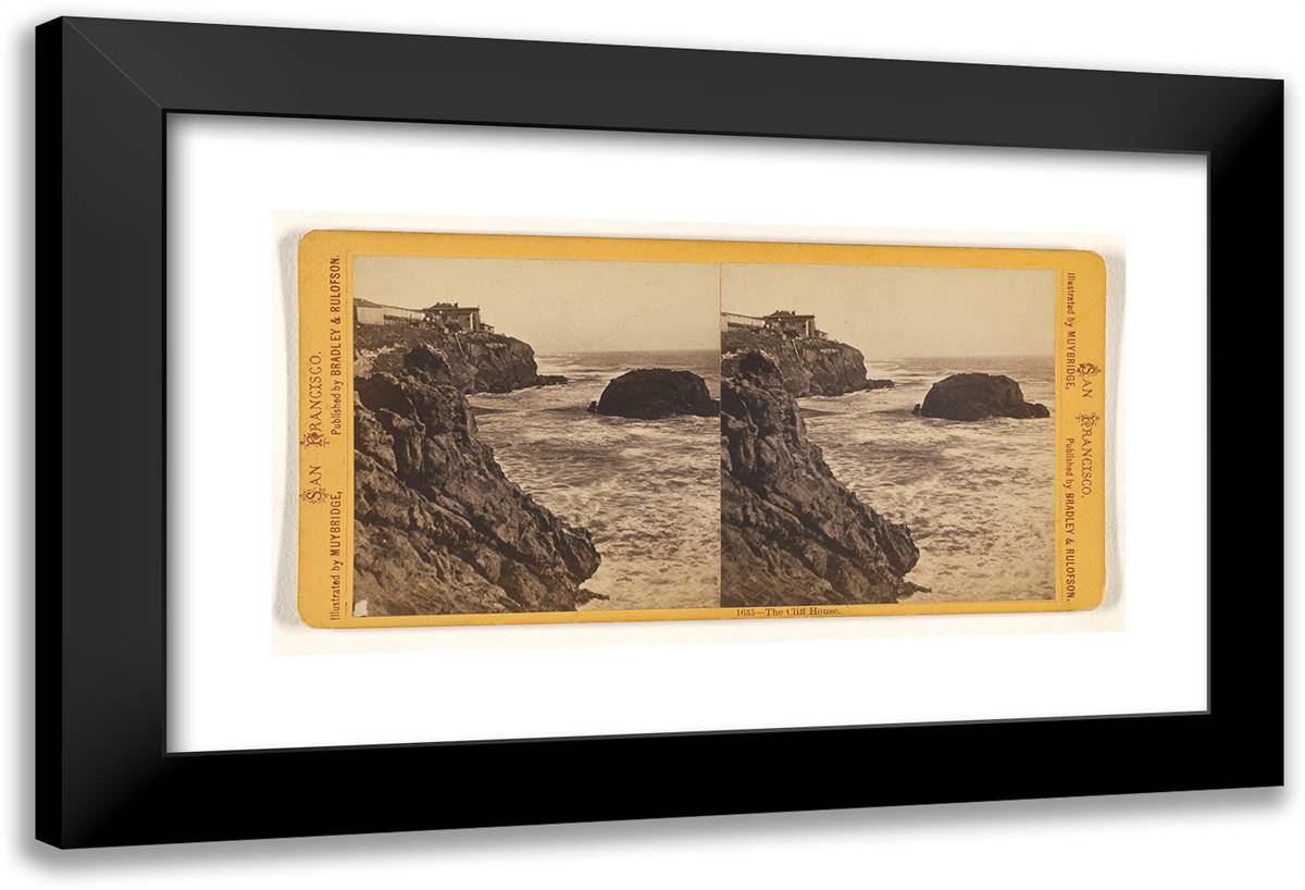 The Cliff House. 24x16 Black Modern Wood Framed Art Print Poster by Muybridge, Eadweard