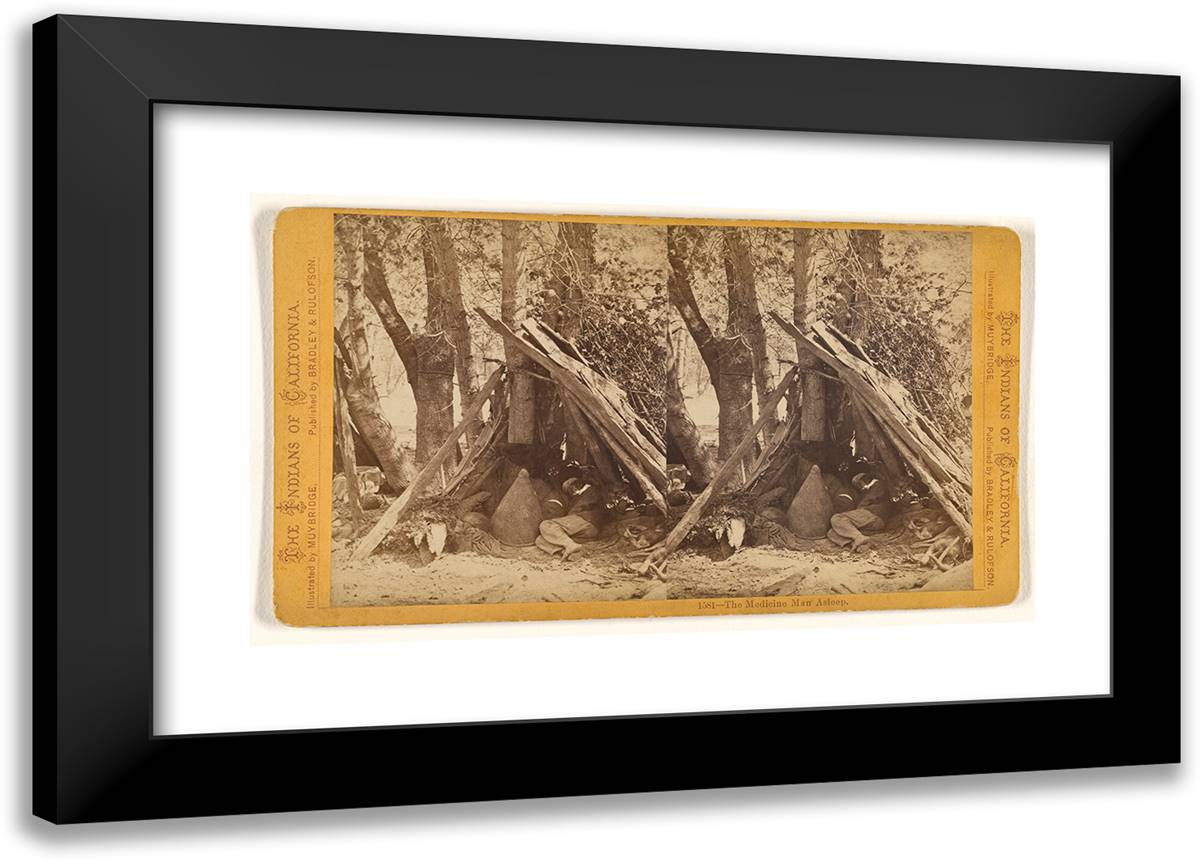 The Medicine Man Asleep. 24x17 Black Modern Wood Framed Art Print Poster by Muybridge, Eadweard