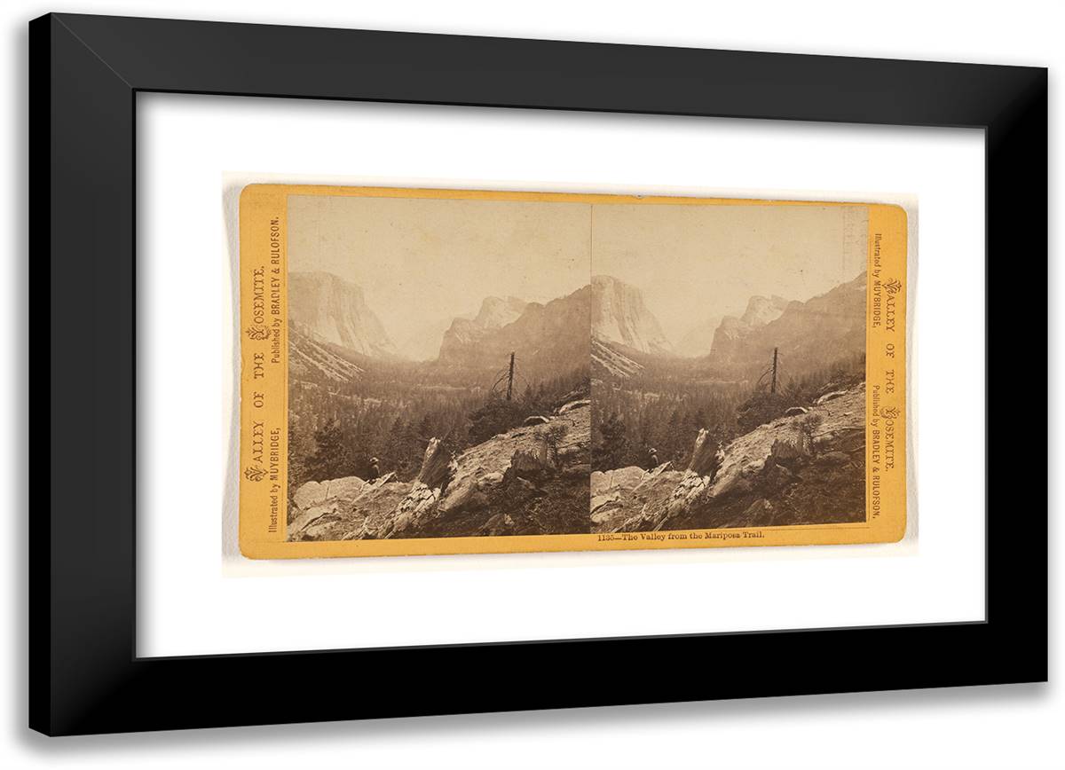 The Valley from the Mariposa Trail. 24x17 Black Modern Wood Framed Art Print Poster by Muybridge, Eadweard