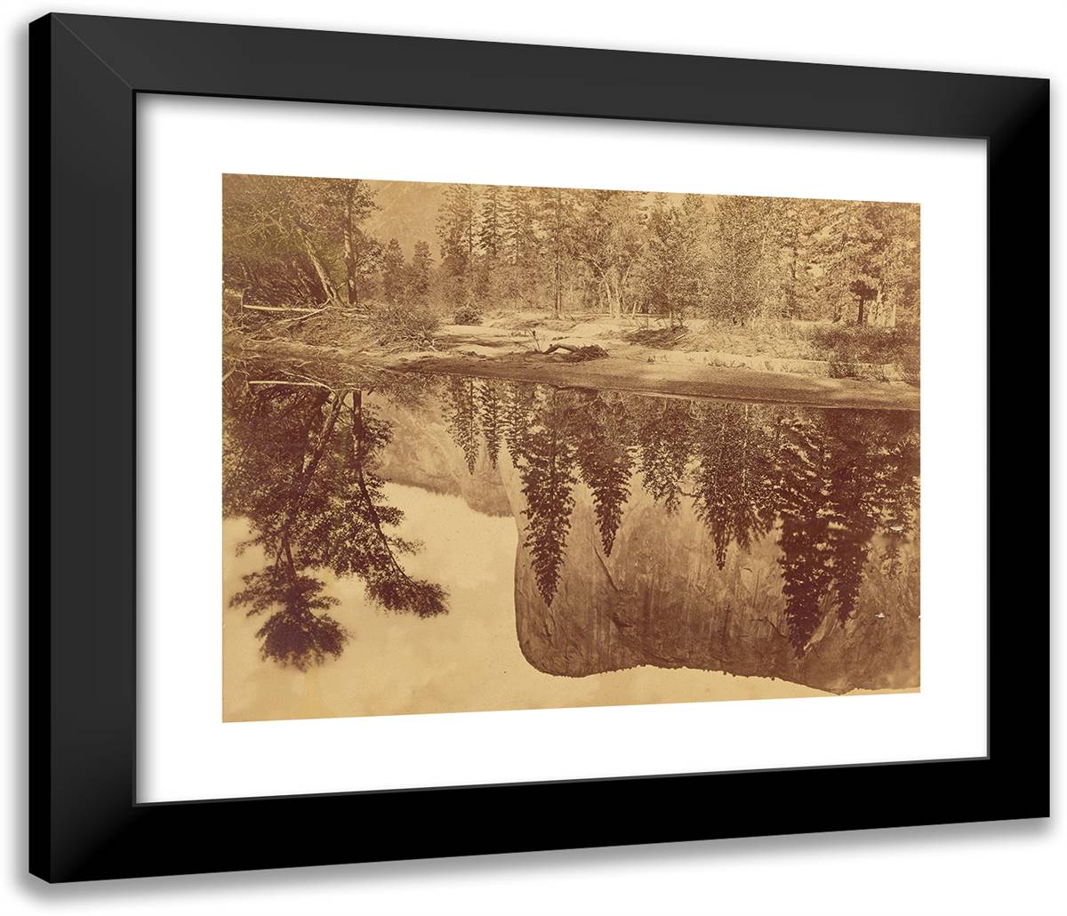 Tutokanula. Valley of the Yosemite. (The Great Chief) - ´E 23x20 Black Modern Wood Framed Art Print Poster by Muybridge, Eadweard