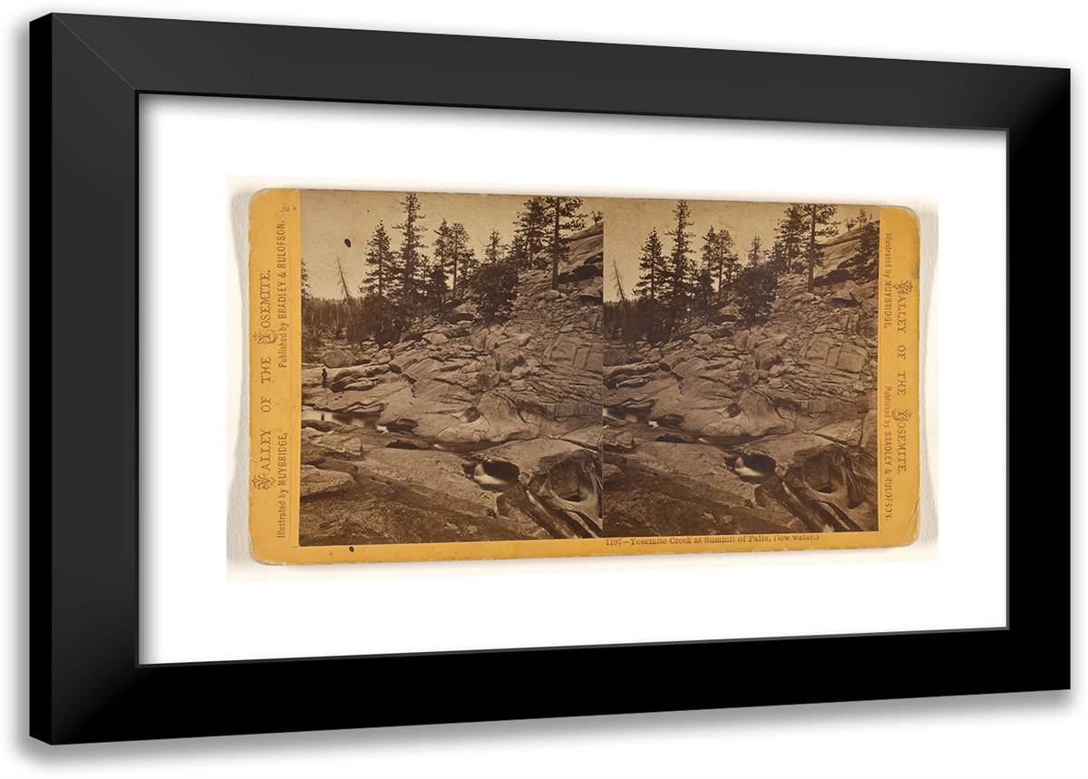 Yosemite Creek at Summit of Falls, (Low Water.) 24x17 Black Modern Wood Framed Art Print Poster by Muybridge, Eadweard