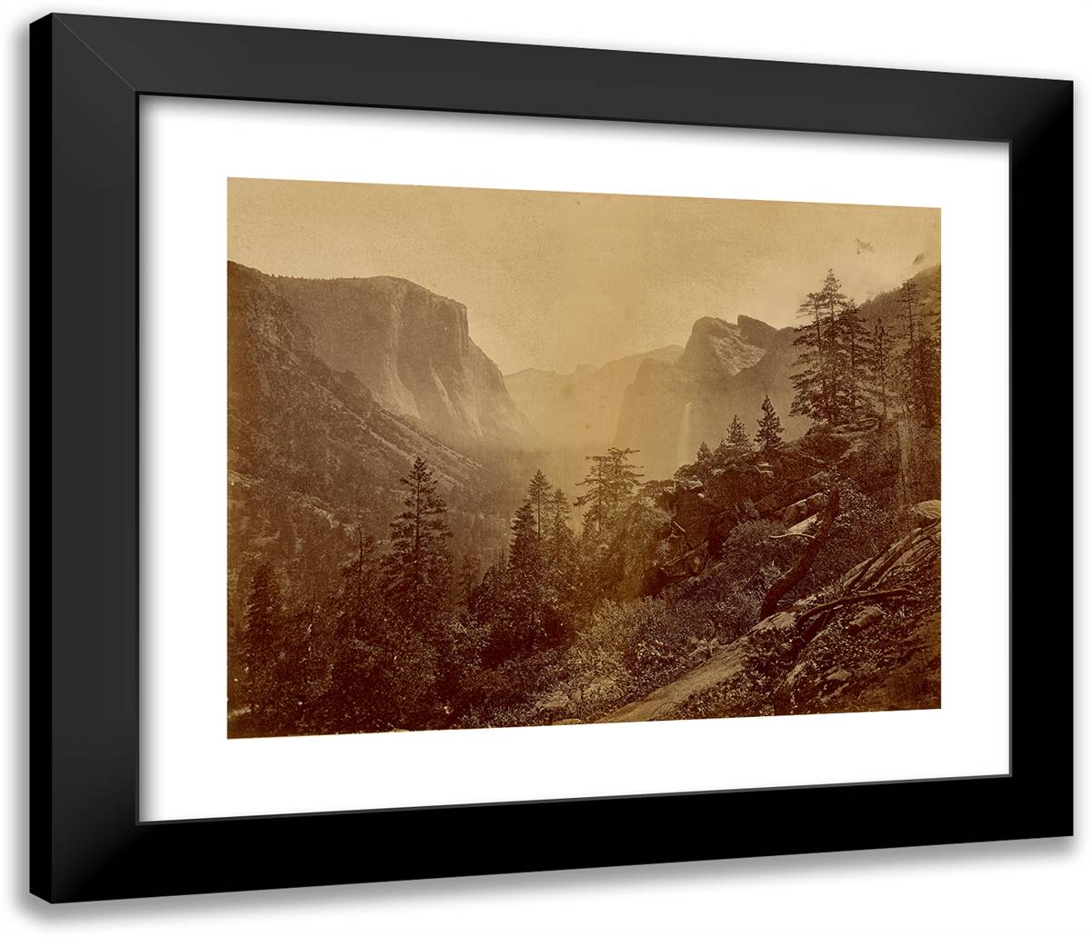 Yosemite Valley (Early Morning from Rock of the Moon) (No. 2 23x20 Black Modern Wood Framed Art Print Poster by Muybridge, Eadweard