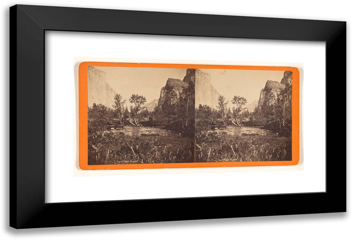 Yosemite Valley, Pohono Meadows 24x16 Black Modern Wood Framed Art Print Poster by Muybridge, Eadweard