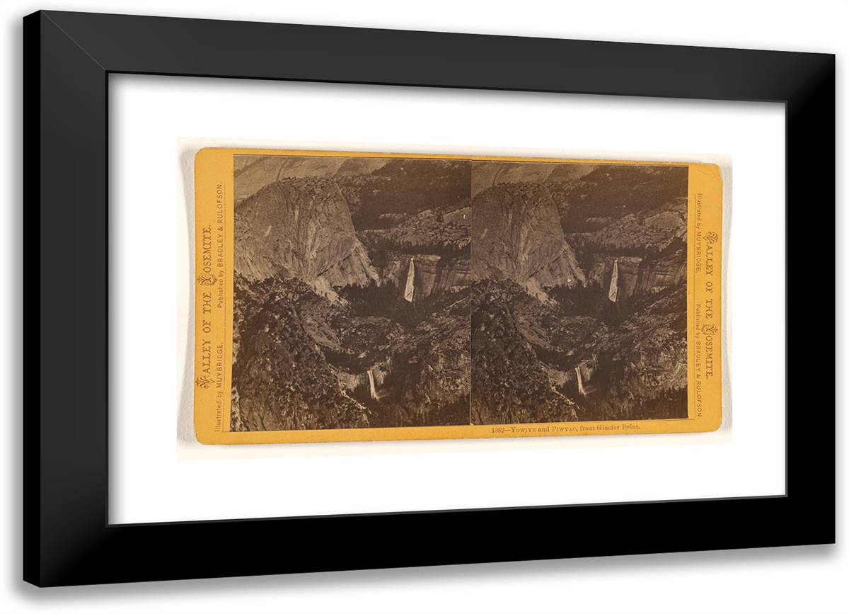 Yowiye and Piwyac, from Glacier Point. 24x17 Black Modern Wood Framed Art Print Poster by Muybridge, Eadweard