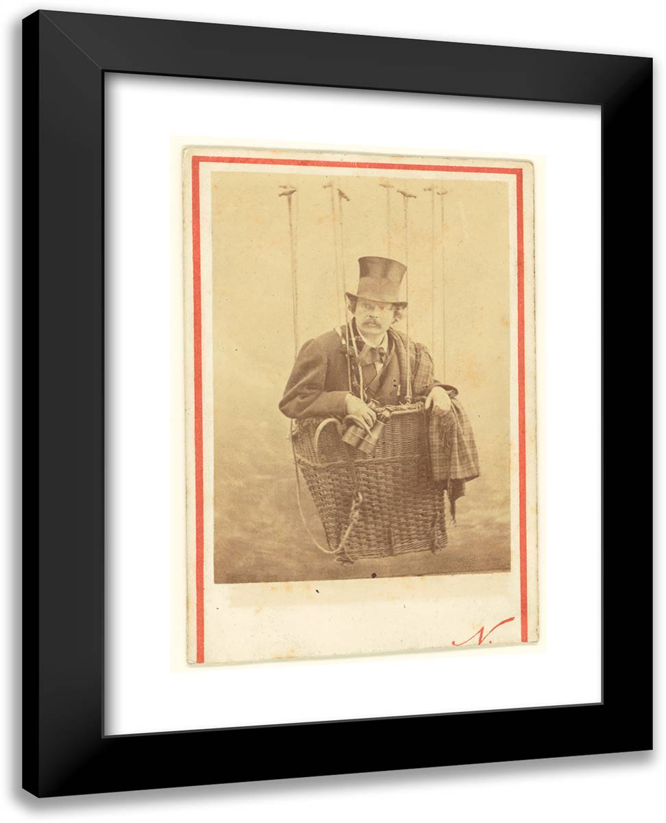 Felix Nadar in Gondola of a Balloon 19x24 Black Modern Wood Framed Art Print Poster by Nadar, Gaspard
