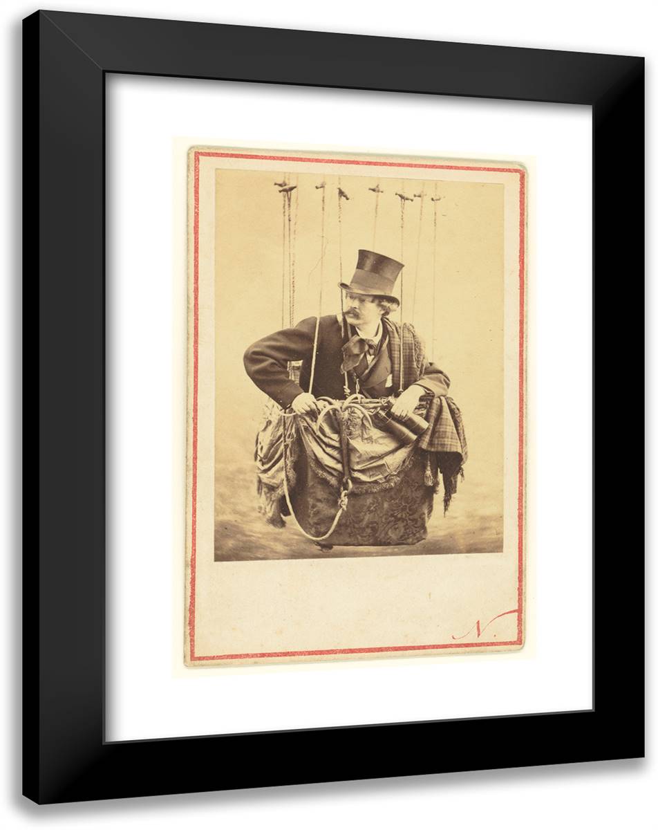 Felix Nadar in the Gondola of a Balloon 18x24 Black Modern Wood Framed Art Print Poster by Nadar, Gaspard