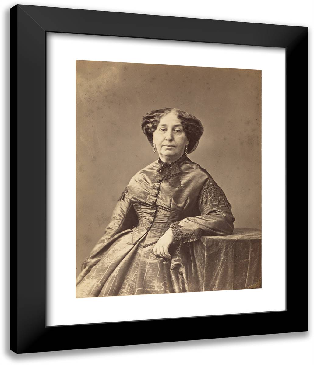 George Sand (Amandine-Aurore-Lucile Dupin) 20x24 Black Modern Wood Framed Art Print Poster by Nadar, Gaspard