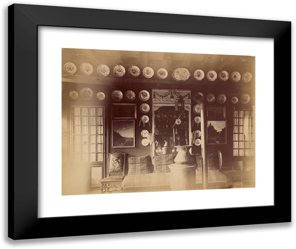 Salle a Manger De L'Ermitáge De Senart 24x20 Black Modern Wood Framed Art Print Poster by Nadar, Gaspard