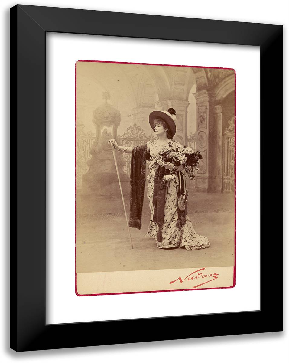 Sarah Bernhardt as Floria Tosca in Act I of Sardou's ´Tosca 18x24 Black Modern Wood Framed Art Print Poster by Nadar, Gaspard