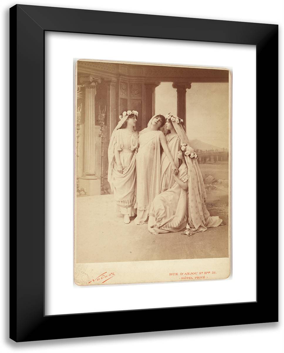 Sarah Bernhardt as Phedre in Racine's ´Phaedra´ 19x24 Black Modern Wood Framed Art Print Poster by Nadar, Gaspard