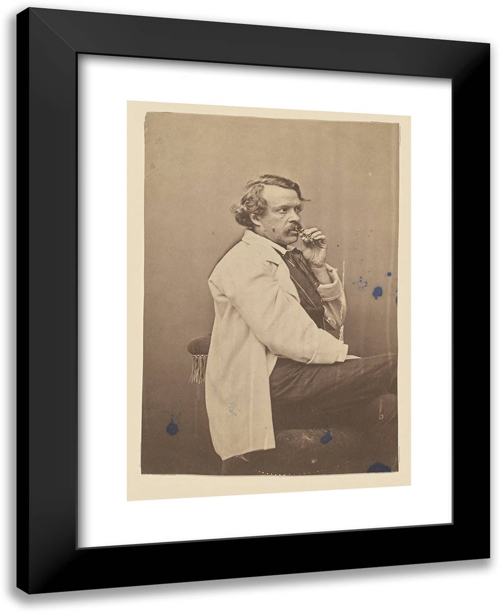 Self-Portrait Eating Grapes 19x24 Black Modern Wood Framed Art Print Poster by Nadar, Gaspard