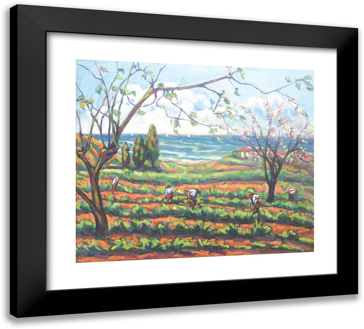 Field Work (Landscape from Grimaud) 22x20 Black Modern Wood Framed Art Print Poster by Darascu, Nicolae