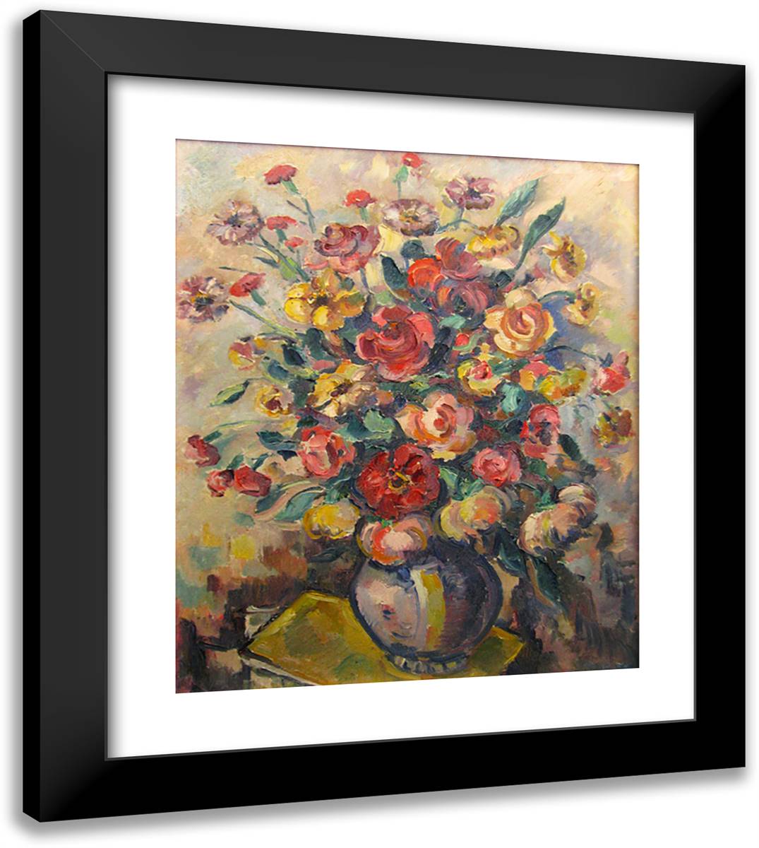Vase with Flowers 20x23 Black Modern Wood Framed Art Print Poster by Darascu, Nicolae