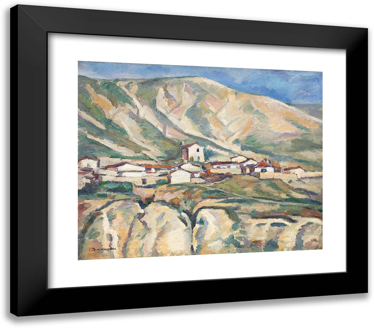 View Towards Balcic 23x20 Black Modern Wood Framed Art Print Poster by Darascu, Nicolae