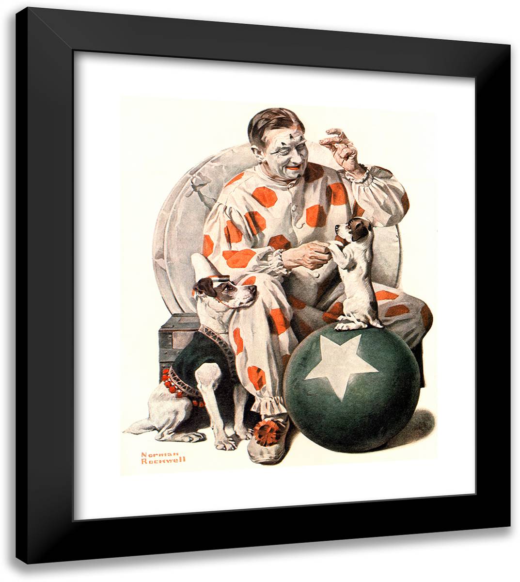 Clown - 1923 20x23 Black Modern Wood Framed Art Print Poster by Rockwell, Norman