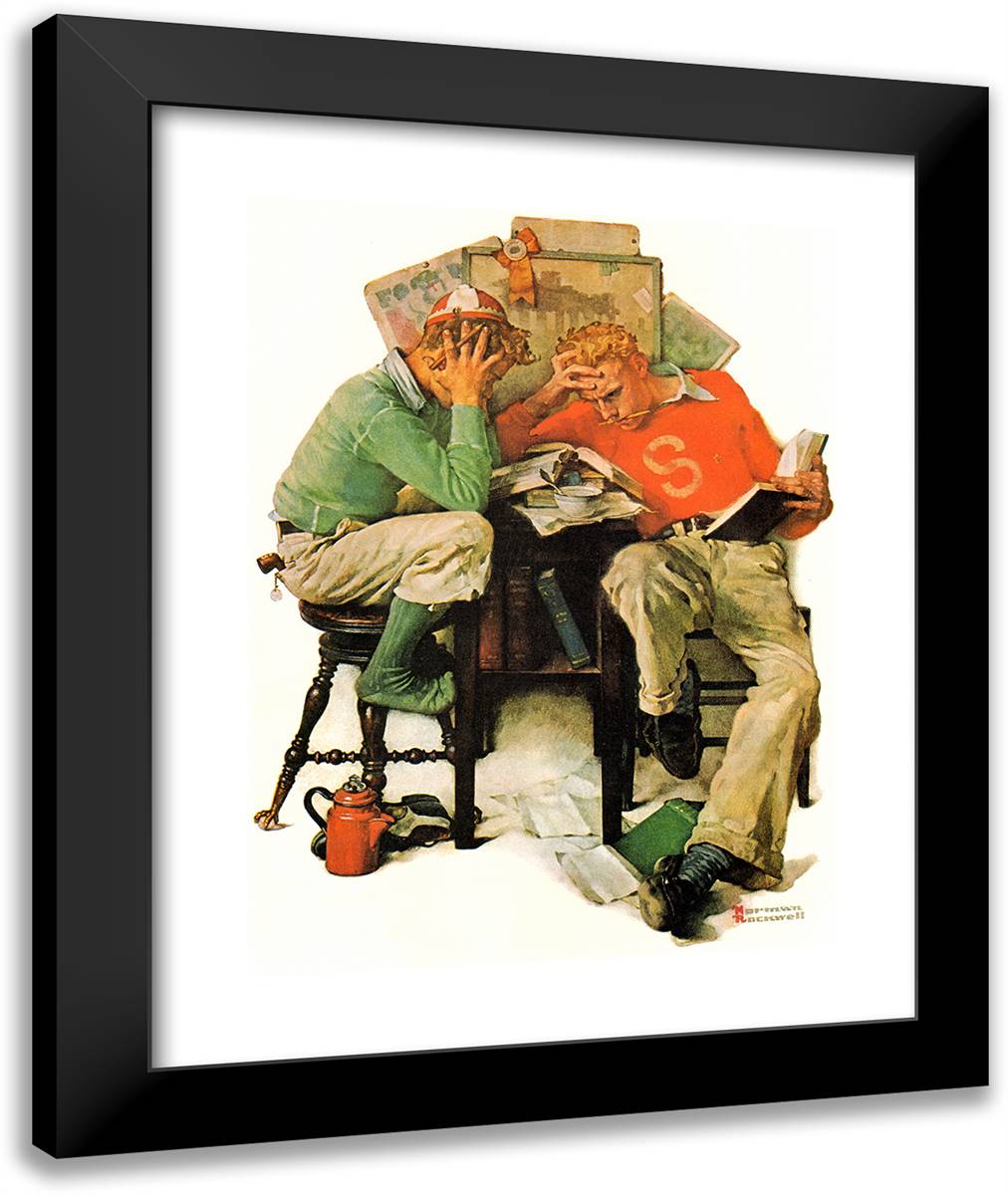 Cramming 20x24 Black Modern Wood Framed Art Print Poster by Rockwell, Norman