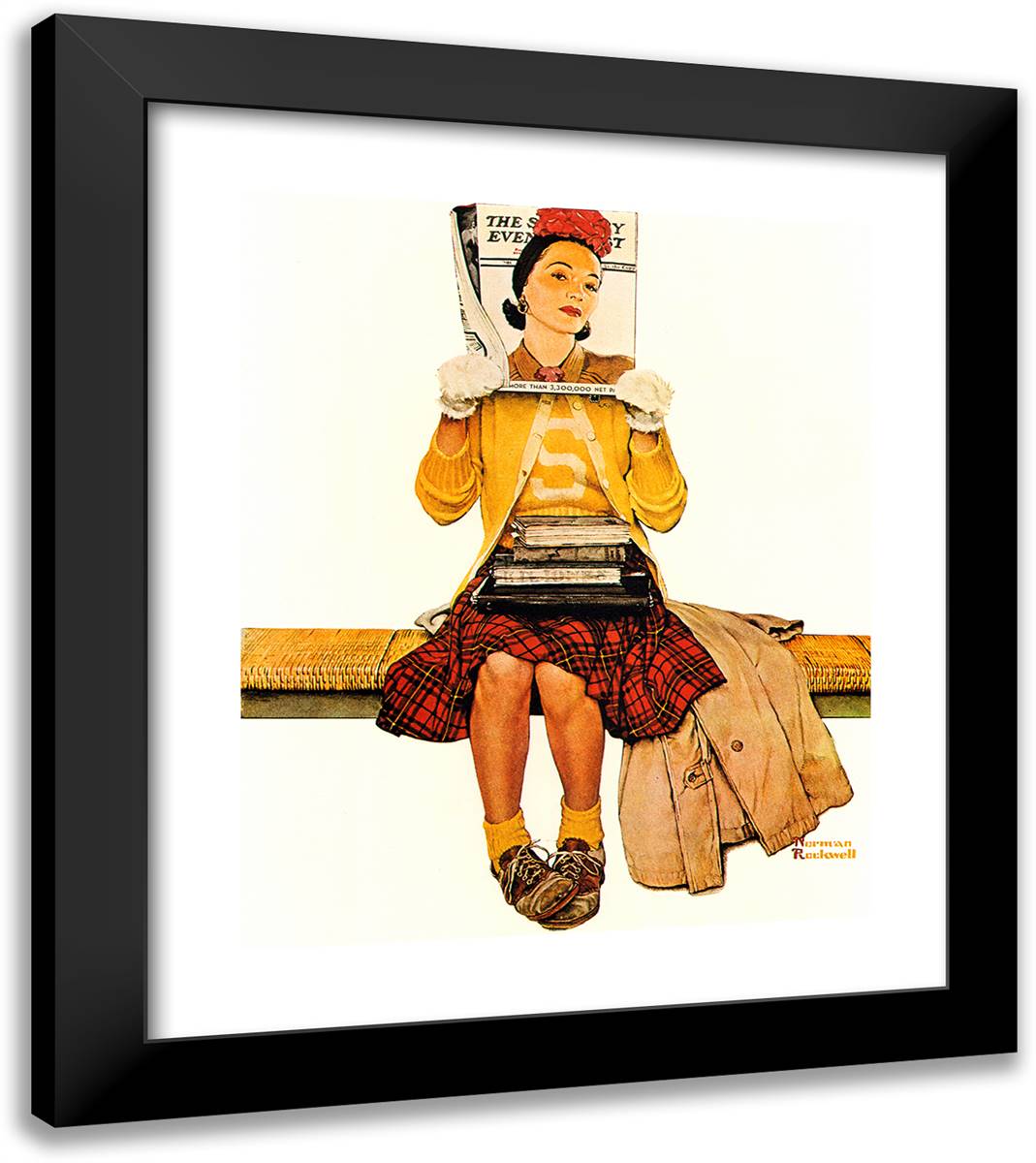 Double Take 20x23 Black Modern Wood Framed Art Print Poster by Rockwell, Norman