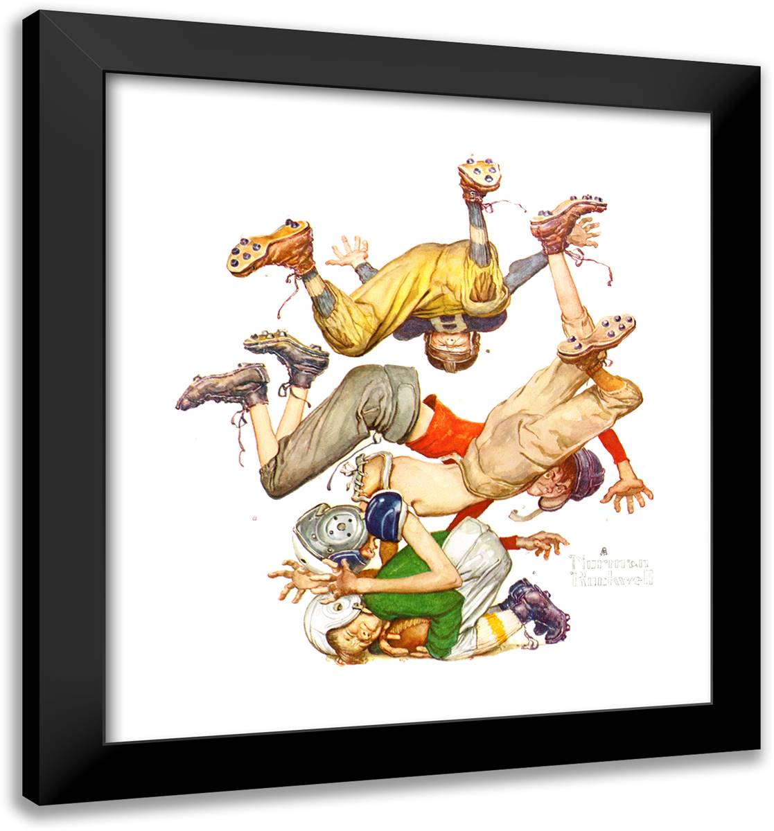 First Down 20x22 Black Modern Wood Framed Art Print Poster by Rockwell, Norman