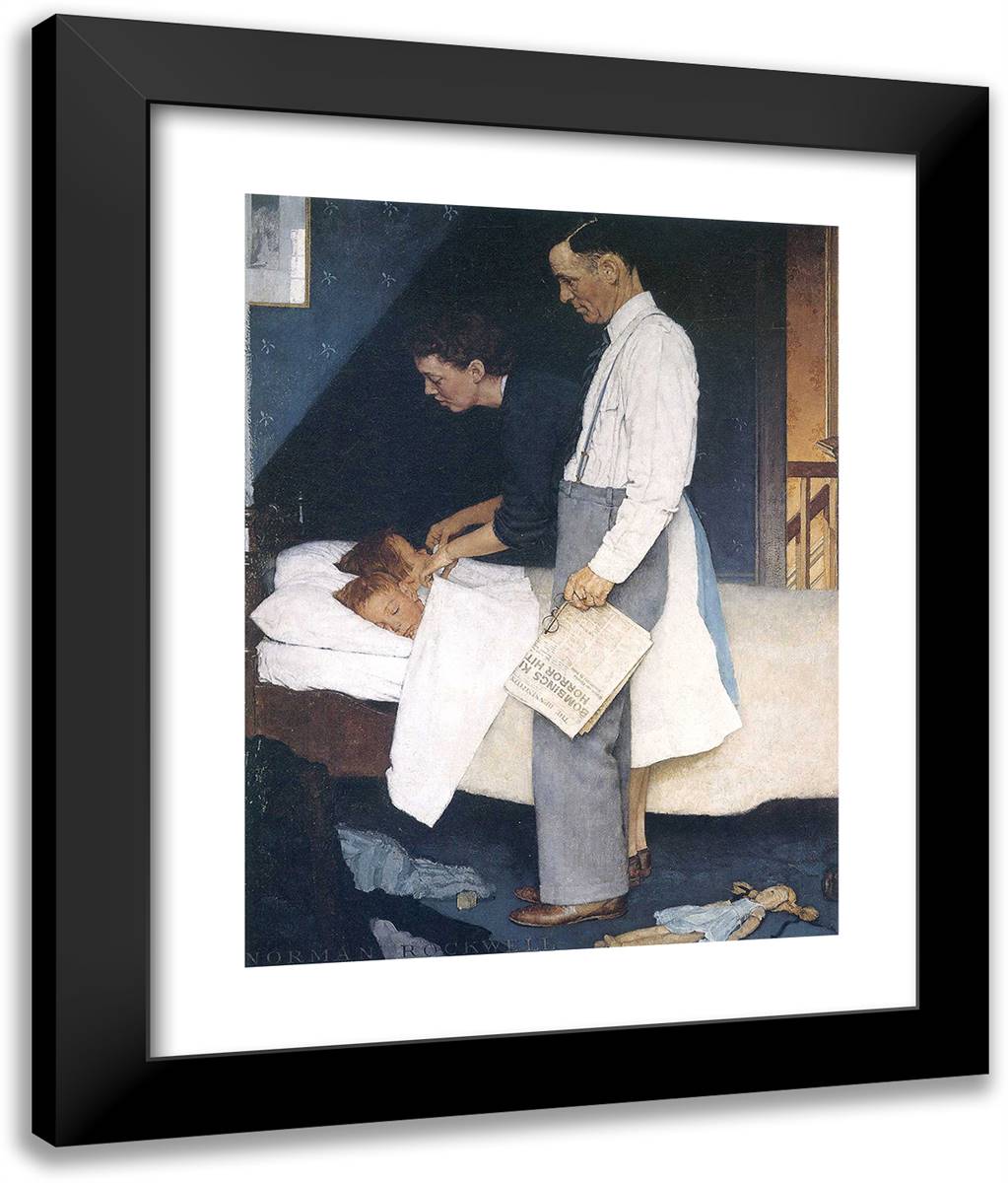 Freedom from Fear 20x24 Black Modern Wood Framed Art Print Poster by Rockwell, Norman