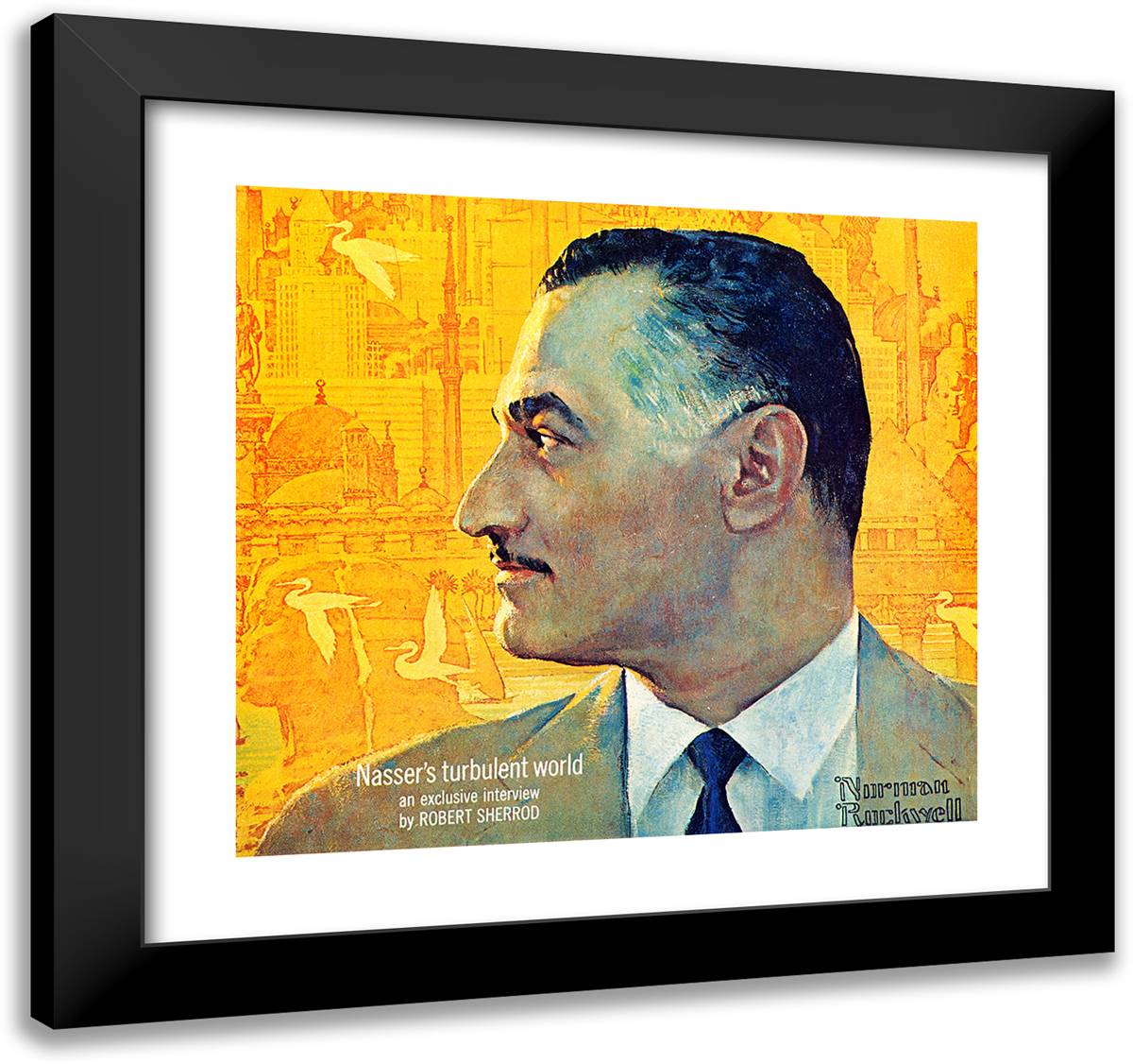 Gamal Abdal Nasser 21x20 Black Modern Wood Framed Art Print Poster by Rockwell, Norman