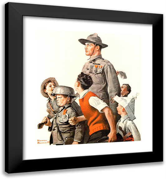 Hero's Welcome 20x22 Black Modern Wood Framed Art Print Poster by Rockwell, Norman