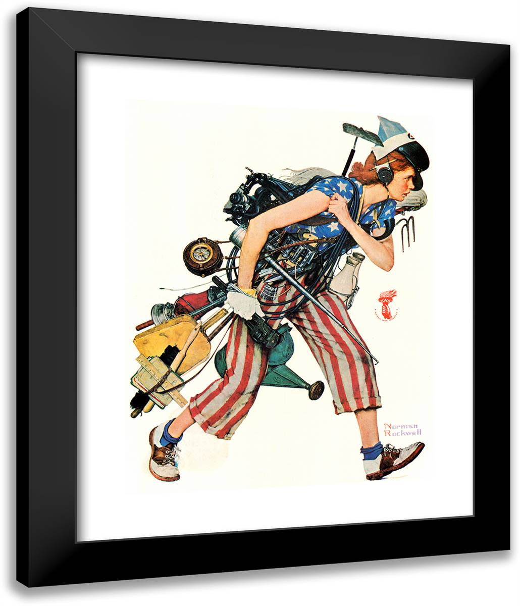 Home Front 20x24 Black Modern Wood Framed Art Print Poster by Rockwell, Norman