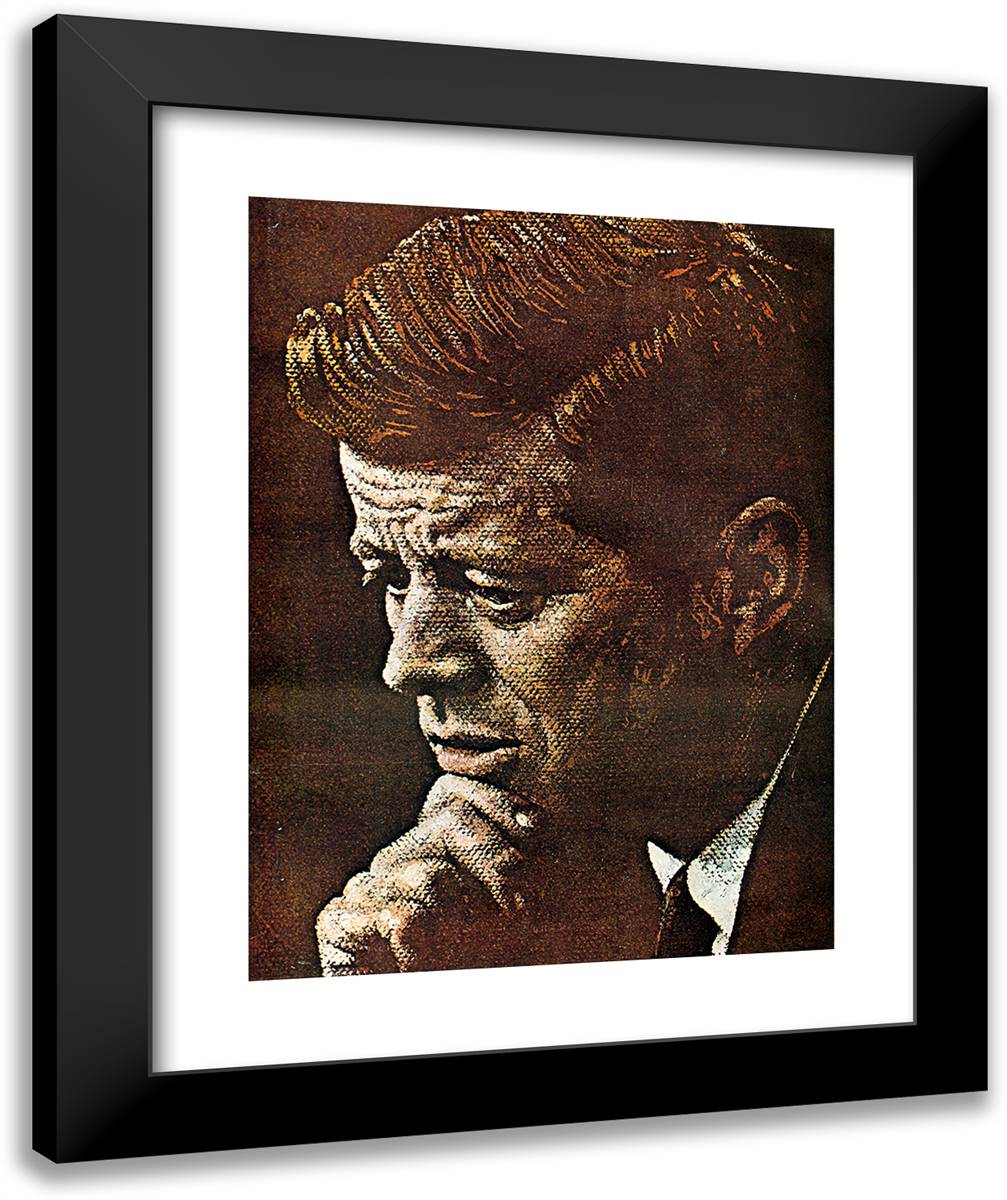 John F. Kennedy Portrait 20x24 Black Modern Wood Framed Art Print Poster by Rockwell, Norman