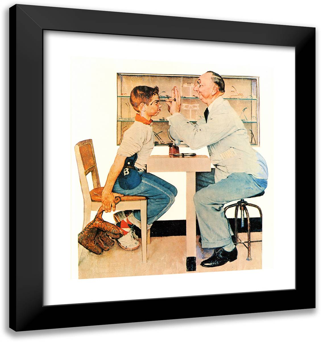 New Glasses 20x21 Black Modern Wood Framed Art Print Poster by Rockwell, Norman