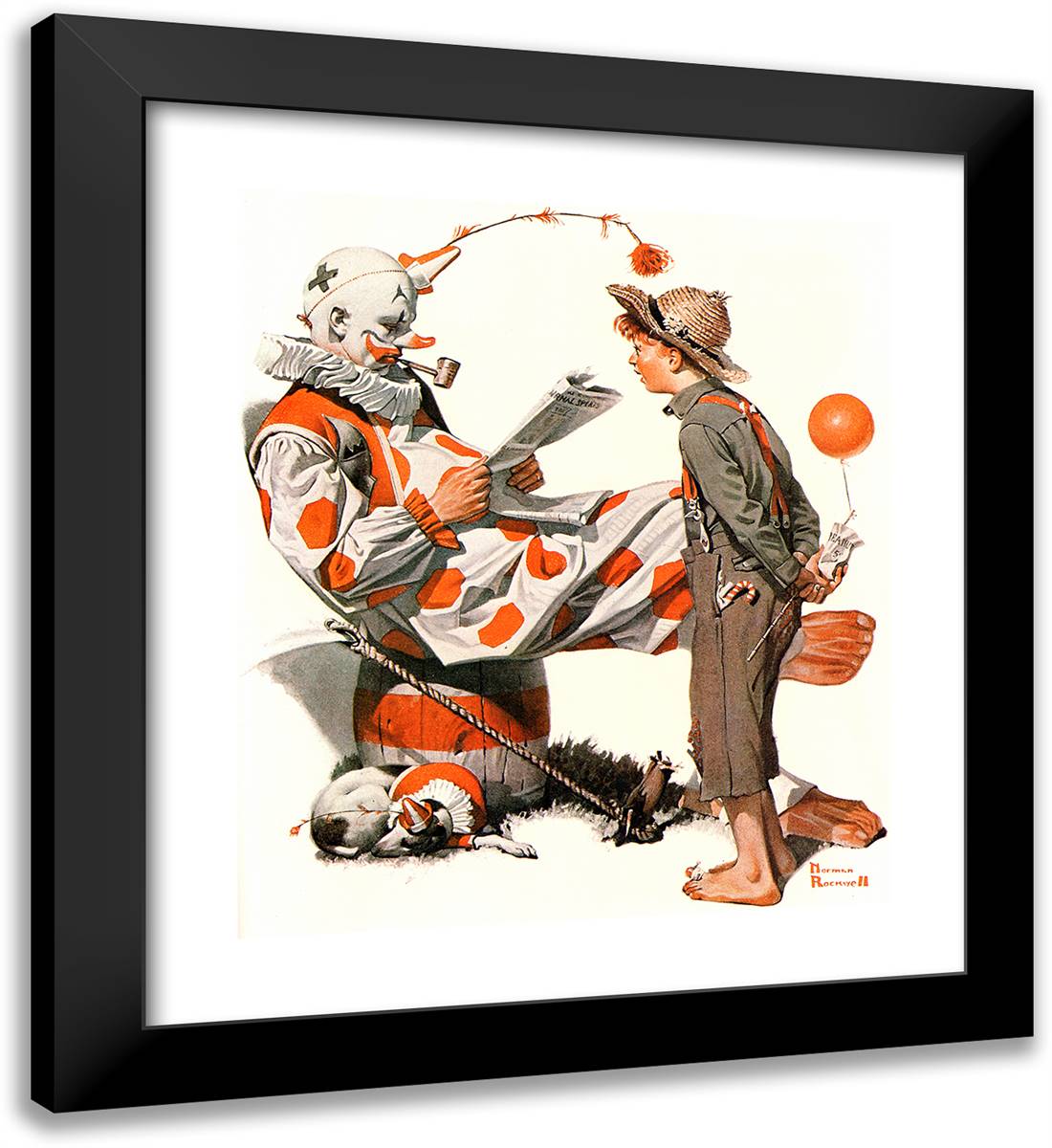 Off Duty Clown 20x22 Black Modern Wood Framed Art Print Poster by Rockwell, Norman