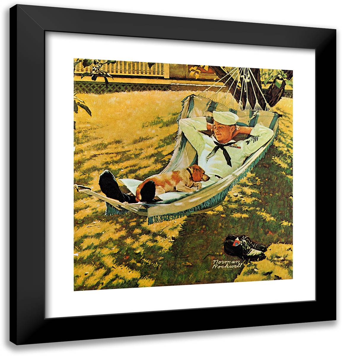 On Leave 20x21 Black Modern Wood Framed Art Print Poster by Rockwell, Norman