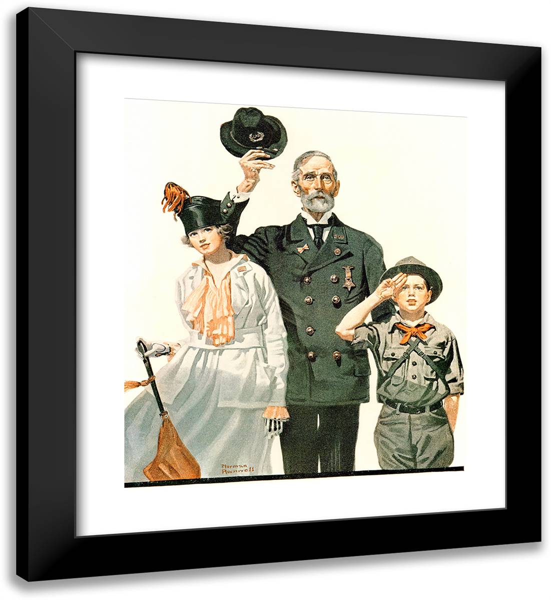 Ready to Server 20x22 Black Modern Wood Framed Art Print Poster by Rockwell, Norman