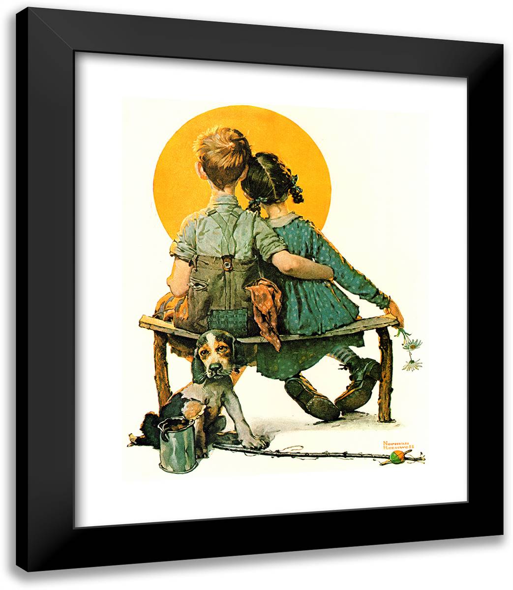 Sunset 20x23 Black Modern Wood Framed Art Print Poster by Rockwell, Norman