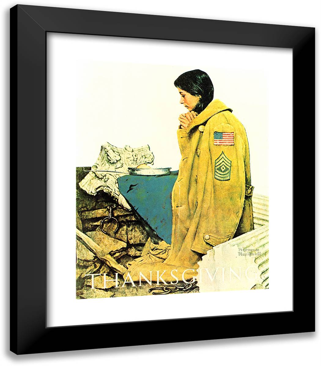 Thanksgiving 20x23 Black Modern Wood Framed Art Print Poster by Rockwell, Norman
