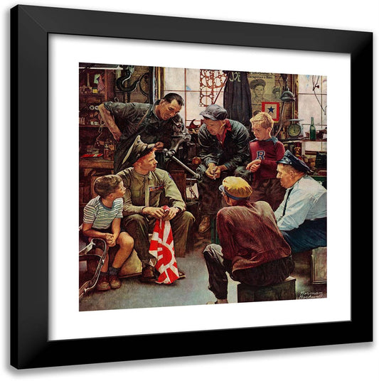 The Homecoming Marine War Hero 20x20 Black Modern Wood Framed Art Print Poster by Rockwell, Norman