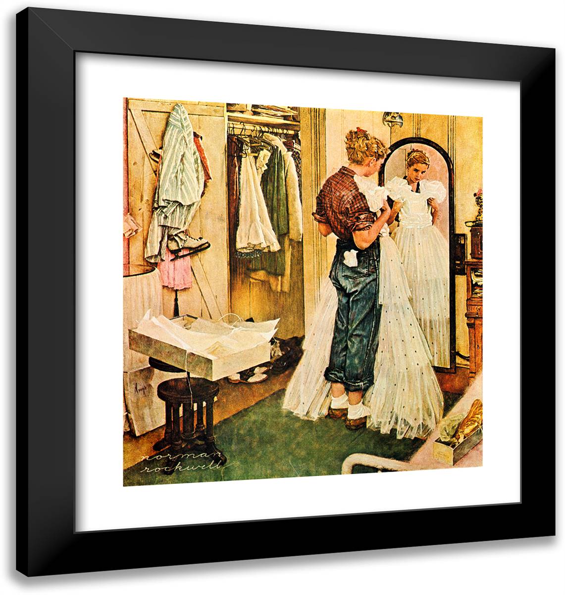 The Prom Dress 20x21 Black Modern Wood Framed Art Print Poster by Rockwell, Norman