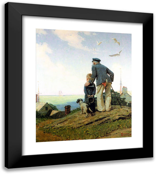 The Stay at Homes 20x22 Black Modern Wood Framed Art Print Poster by Rockwell, Norman
